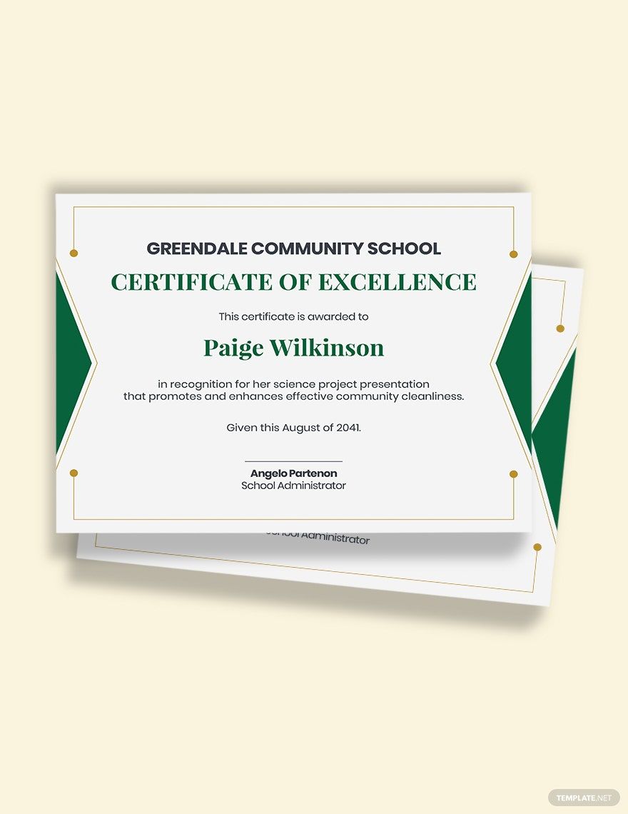 school project certificate Template