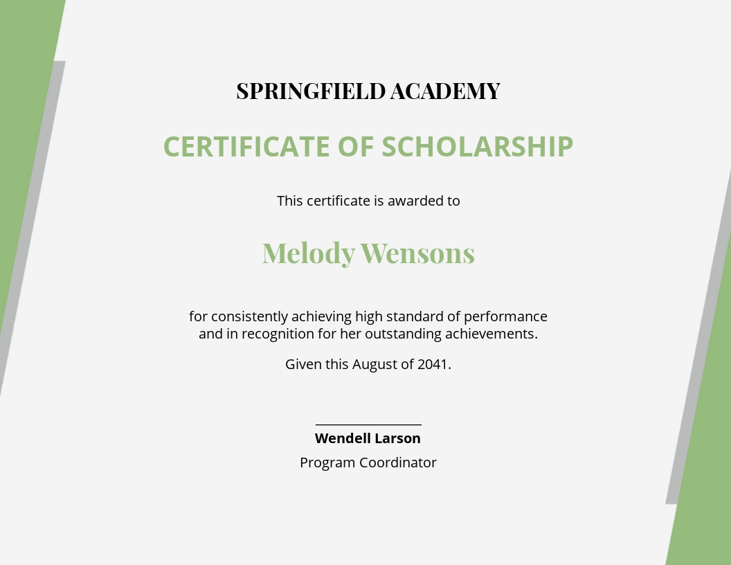 FREE Scholarship Award Certificate Template - Word (DOC)