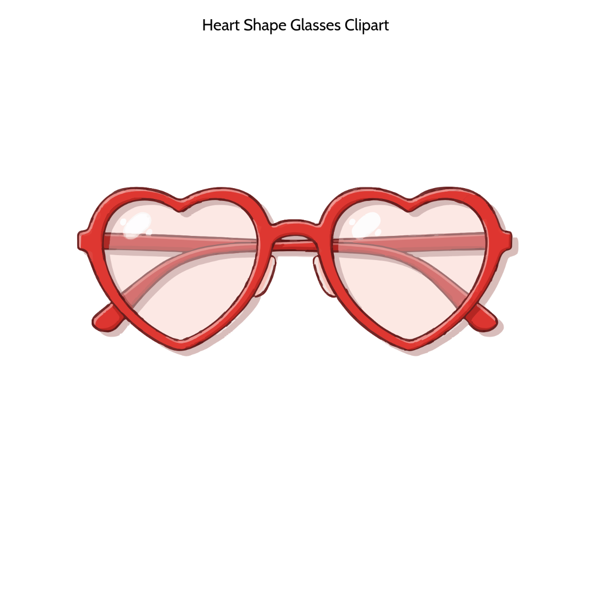 Free Heart Shape Glasses Clipart Template