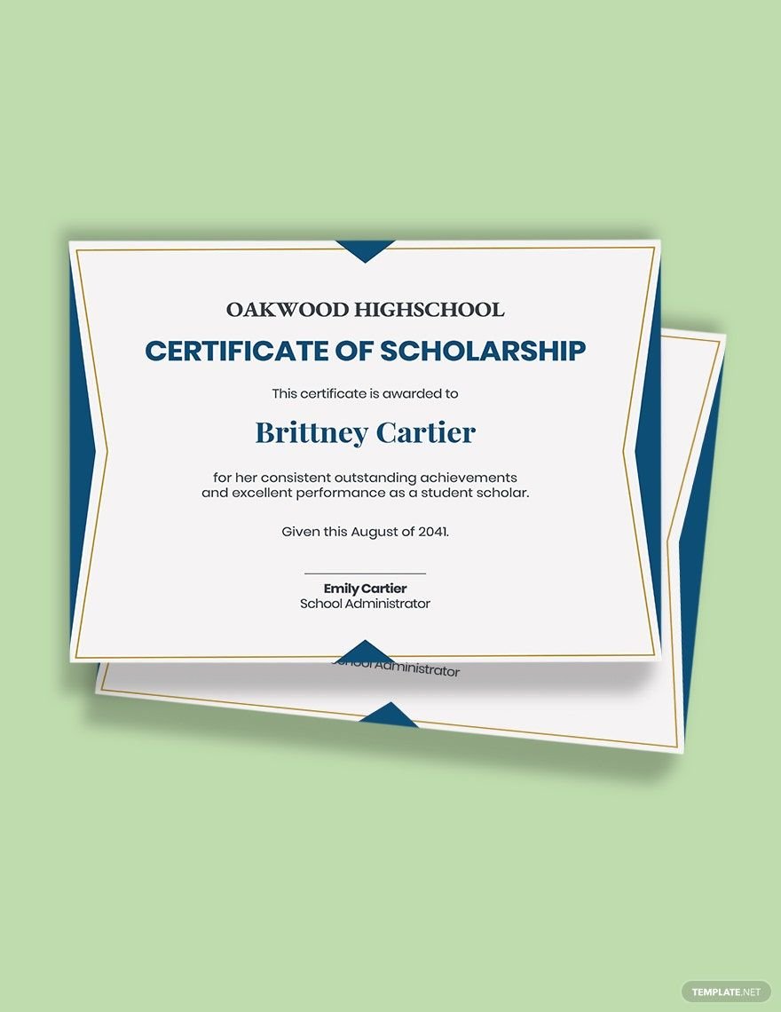Student Scholarship Certificate Template