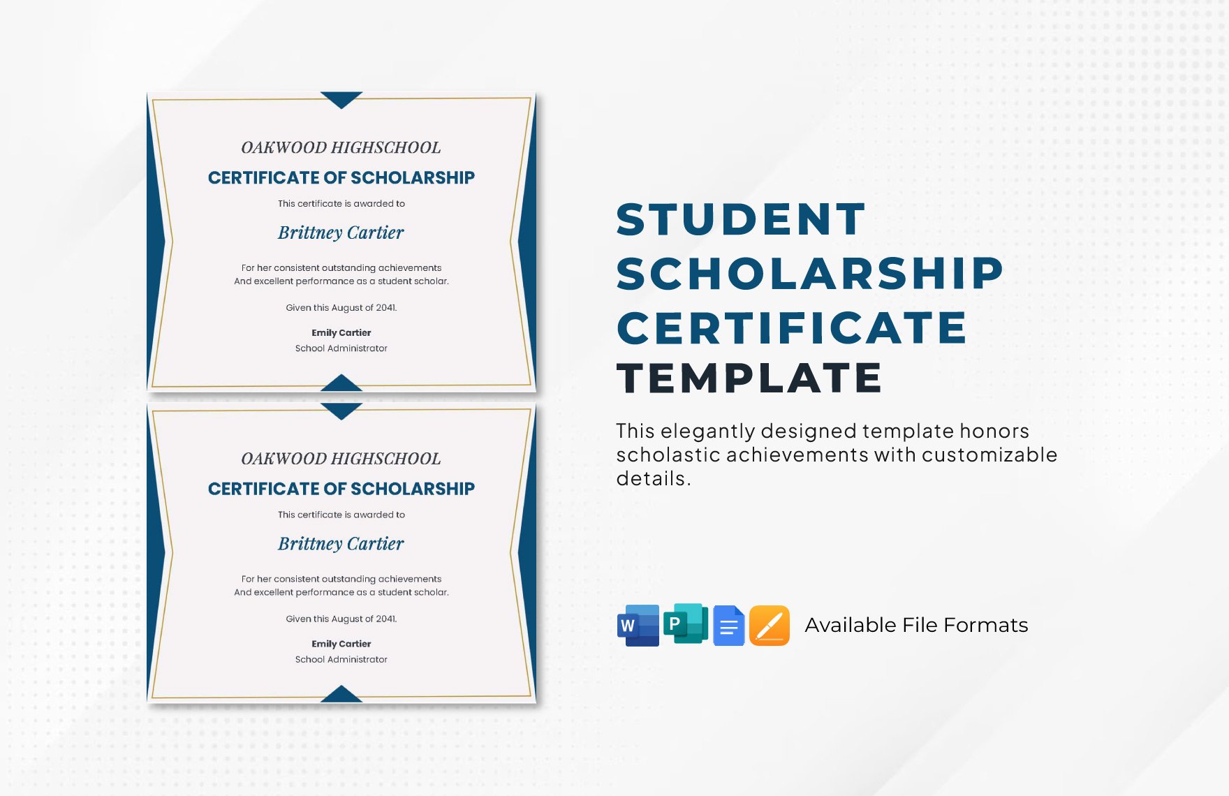Student Scholarship Certificate Template