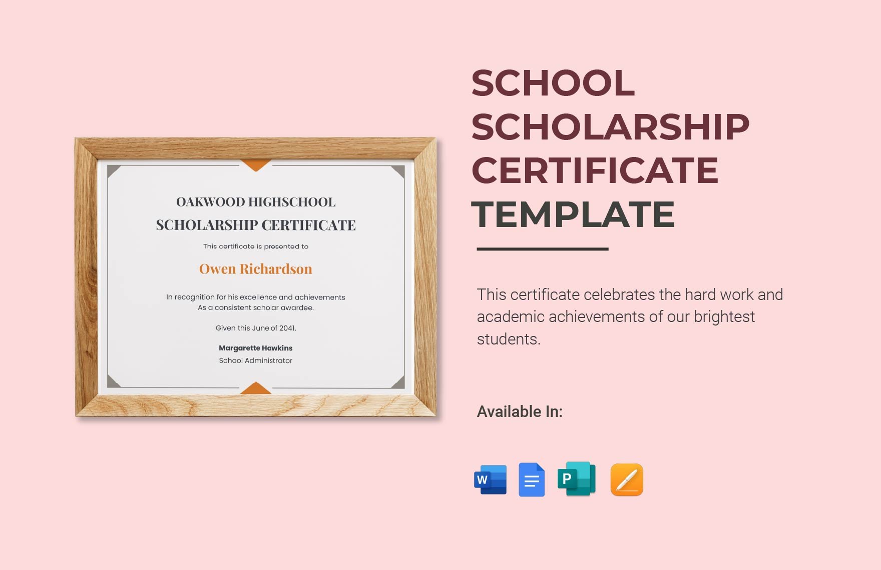 School Scholarship Certificate Template