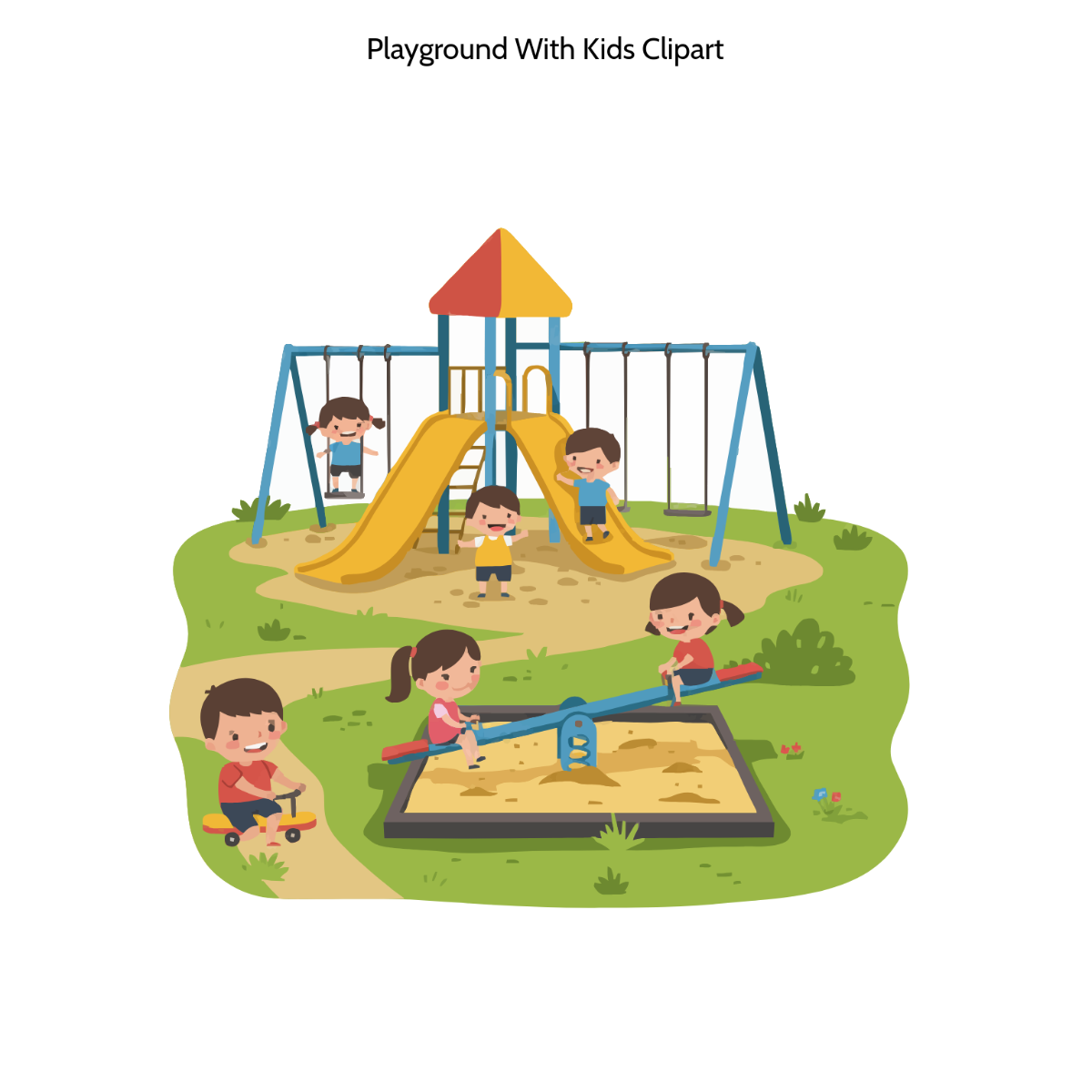 Free Playground with Kids Clipart Template