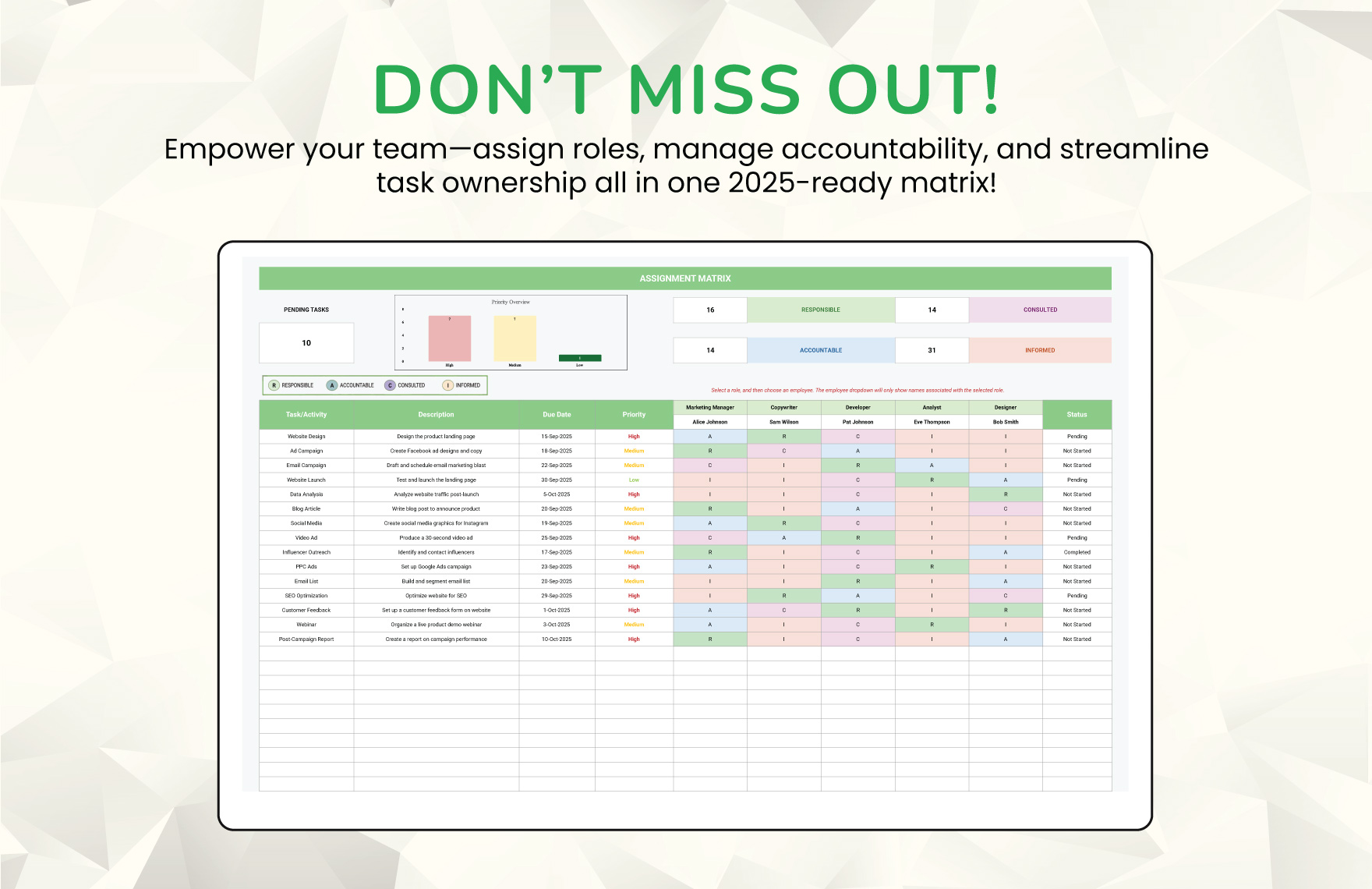 Assignment Matrix Template