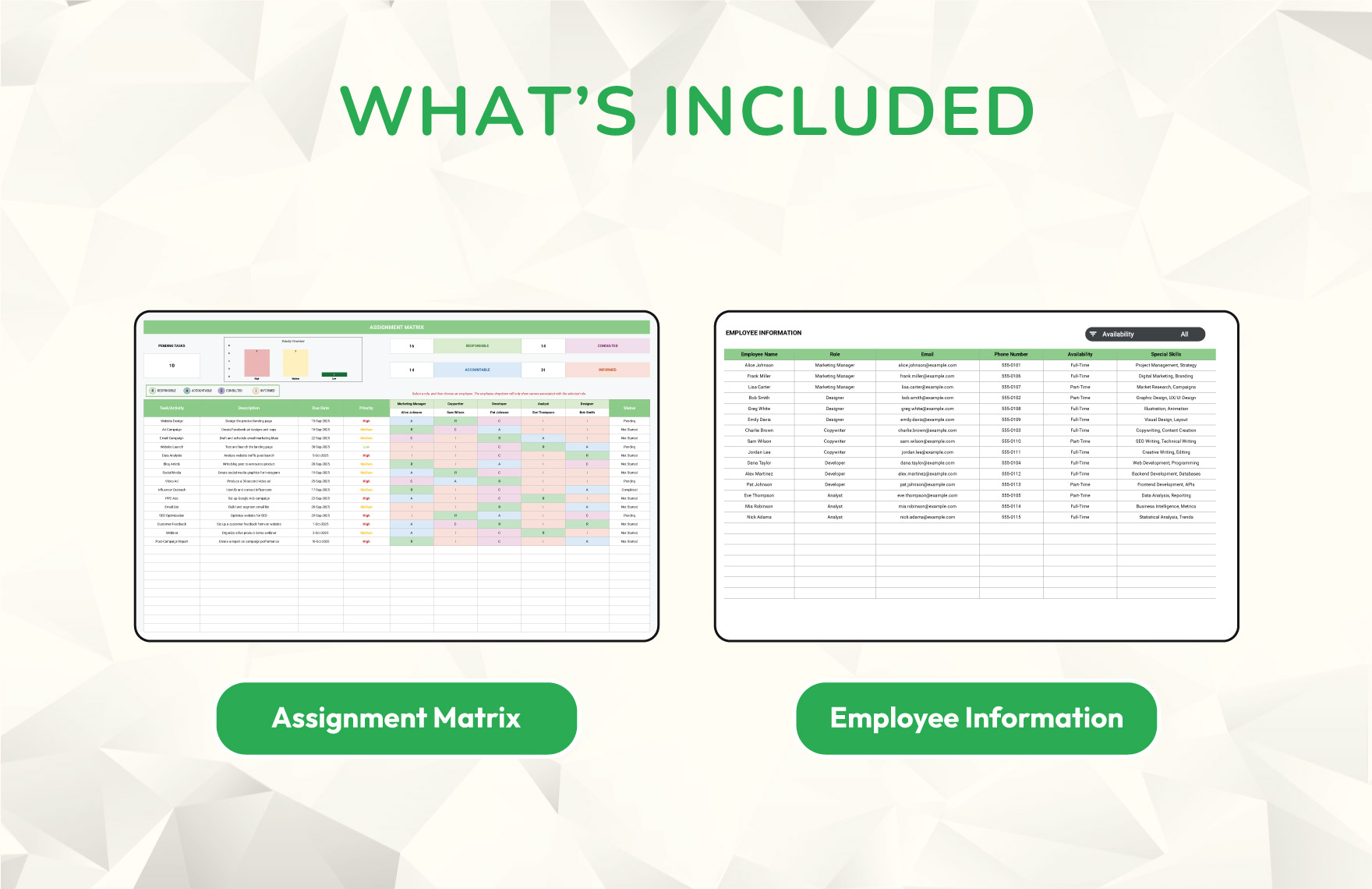 Assignment Matrix Template