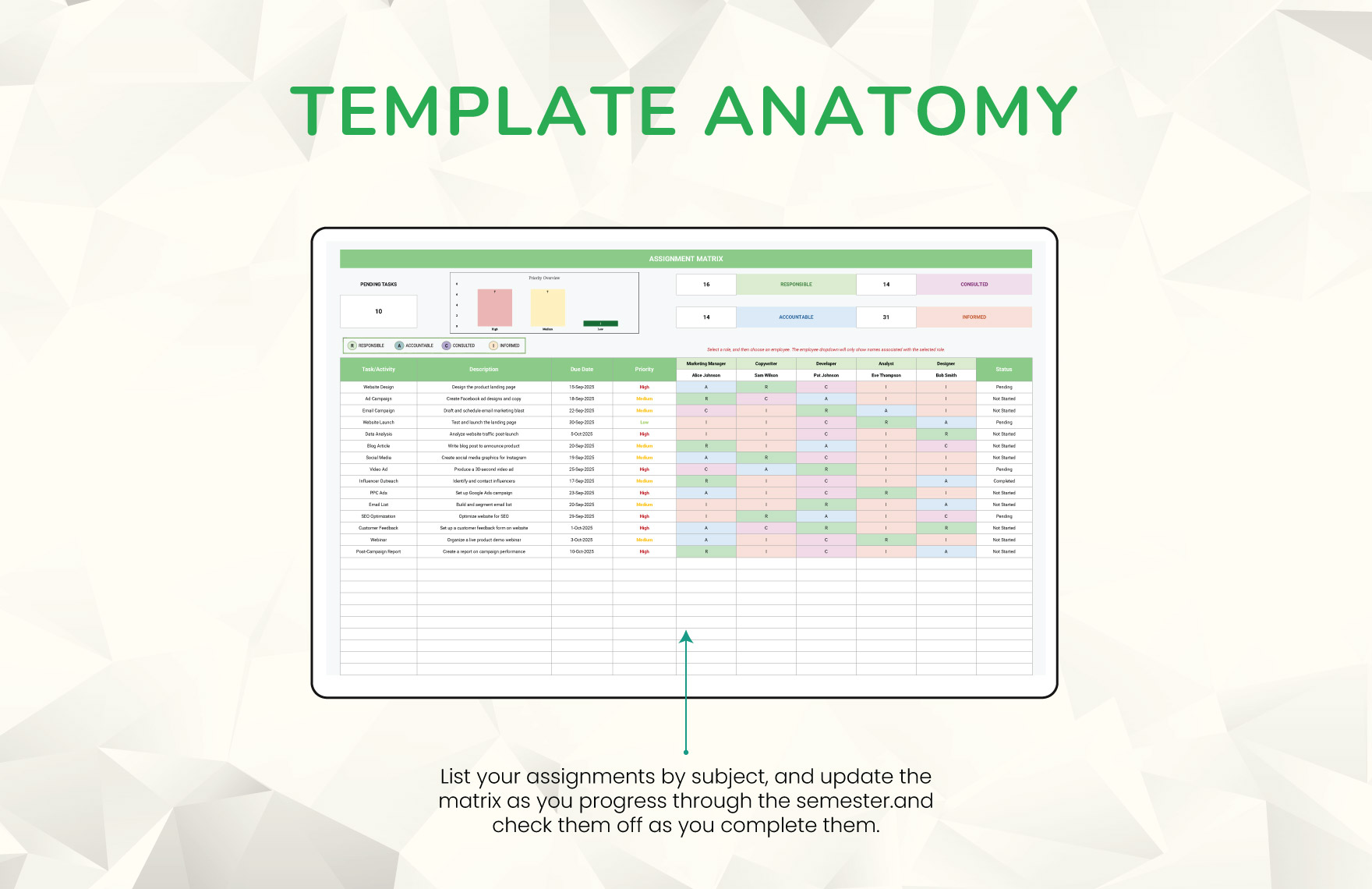 Assignment Matrix Template