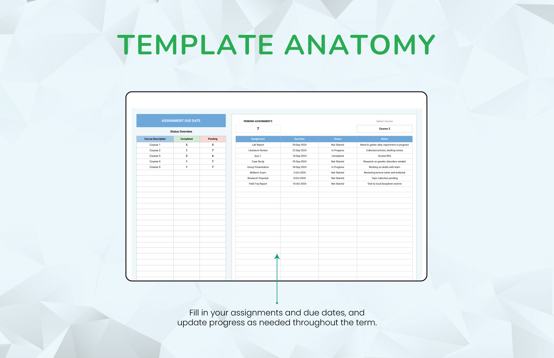 Assignment Due Date Template