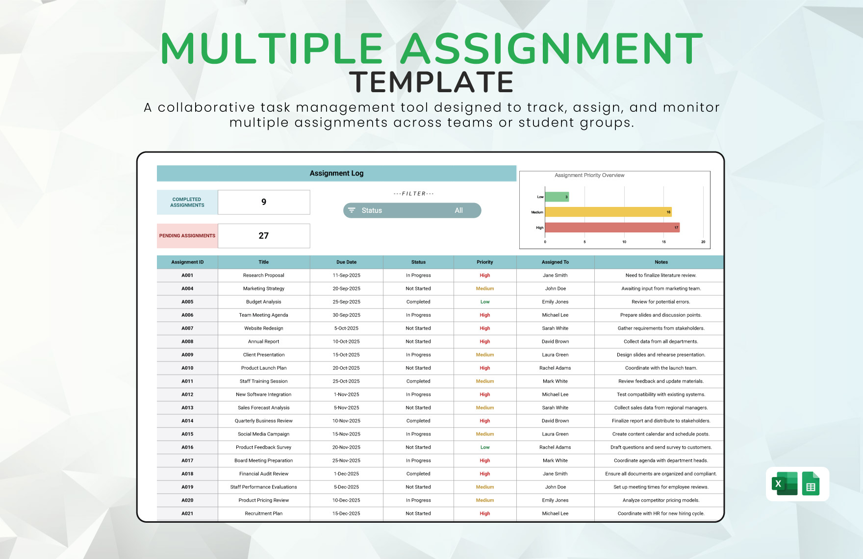 Multiple Assignment Template