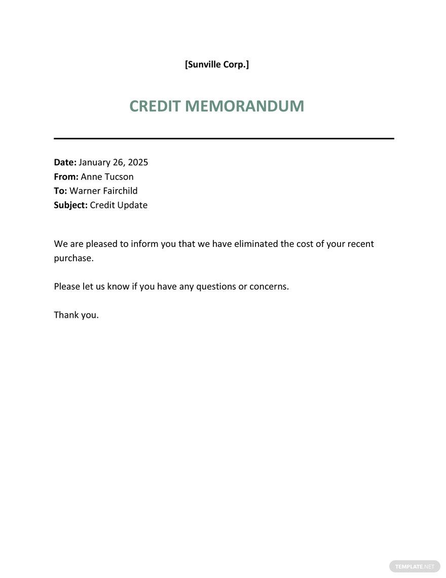 Free Sample Credit Memo Template - Word | Template.net