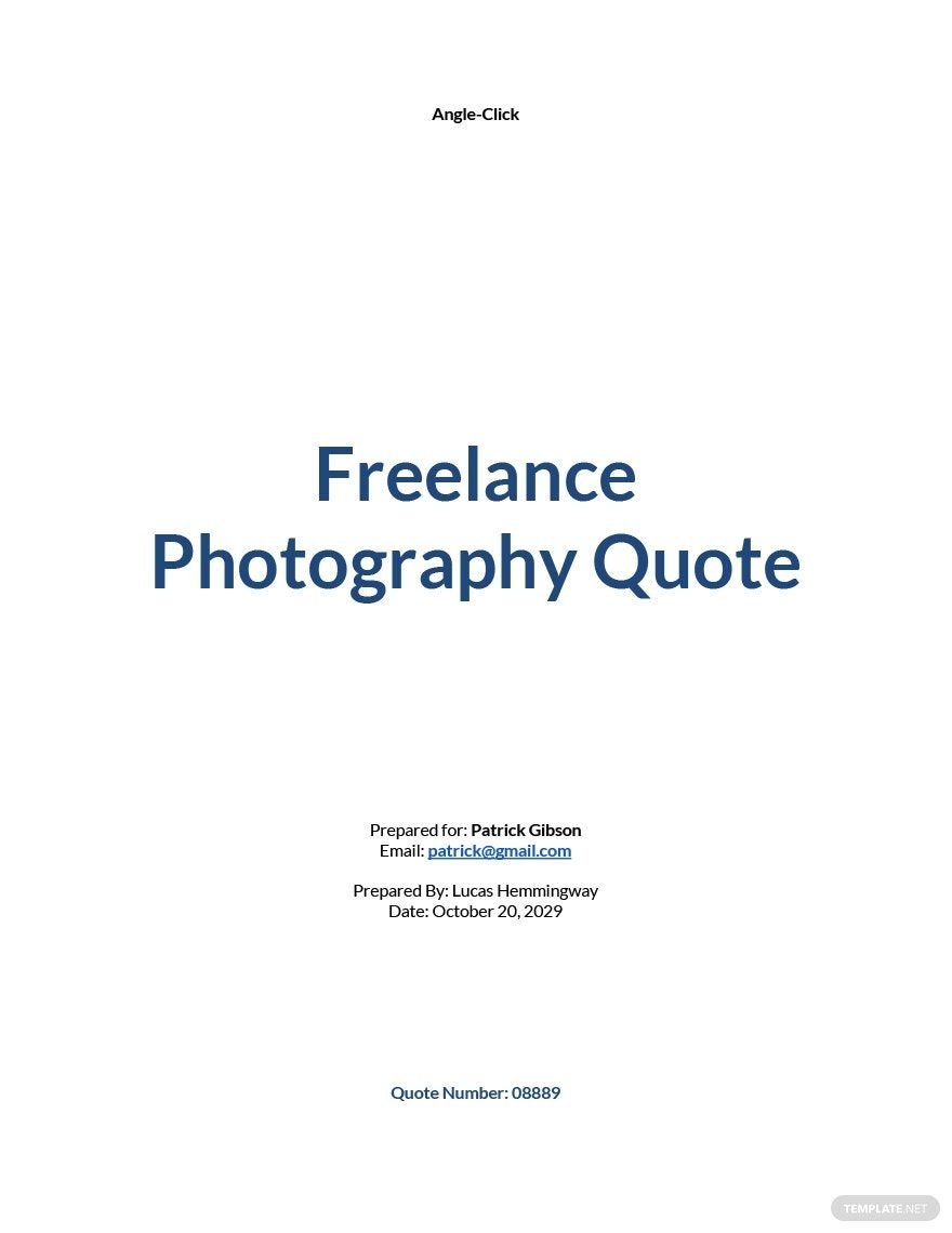 Freelance Photography Quotation Template