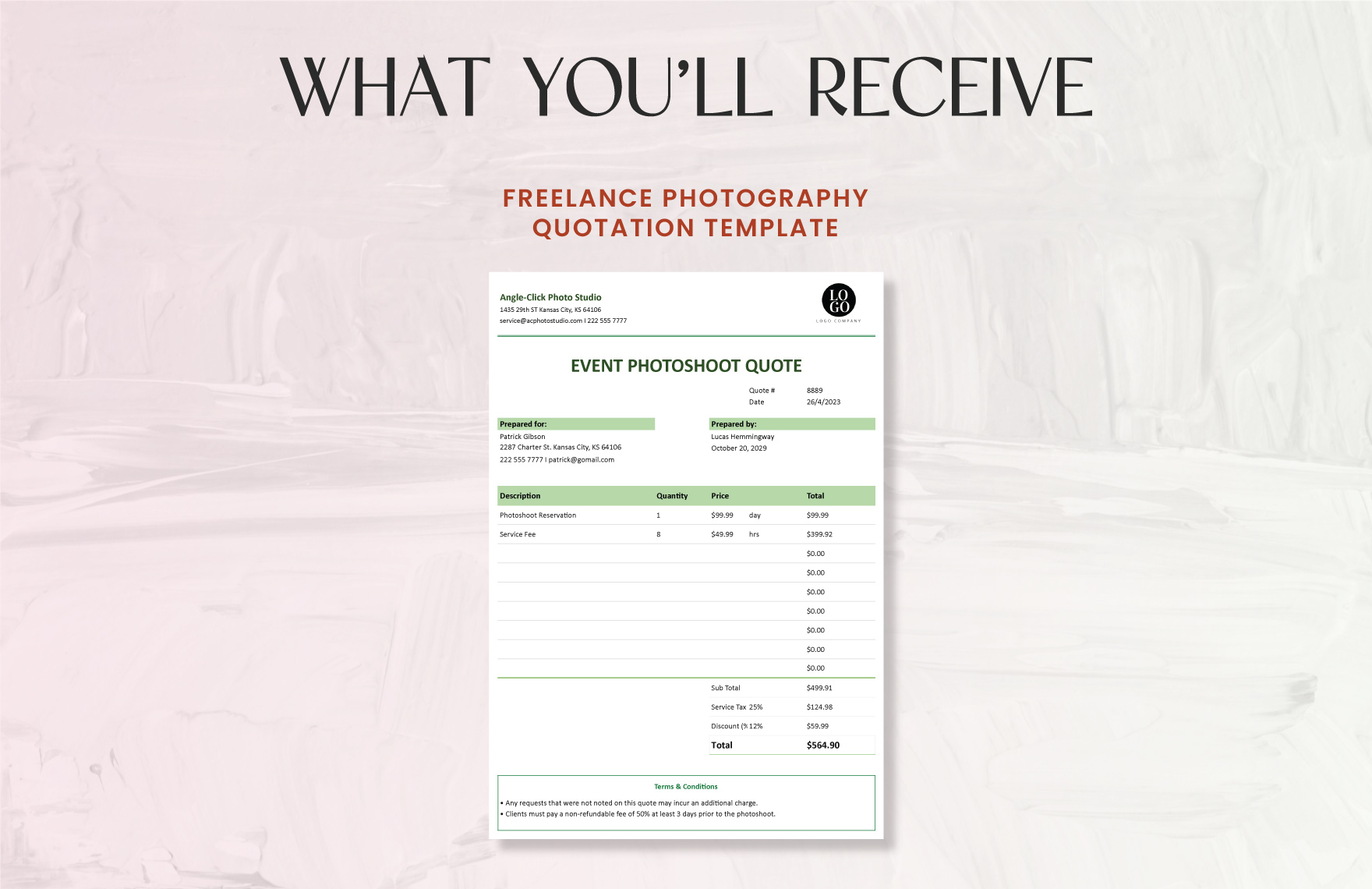 Freelance Photography Quotation Template