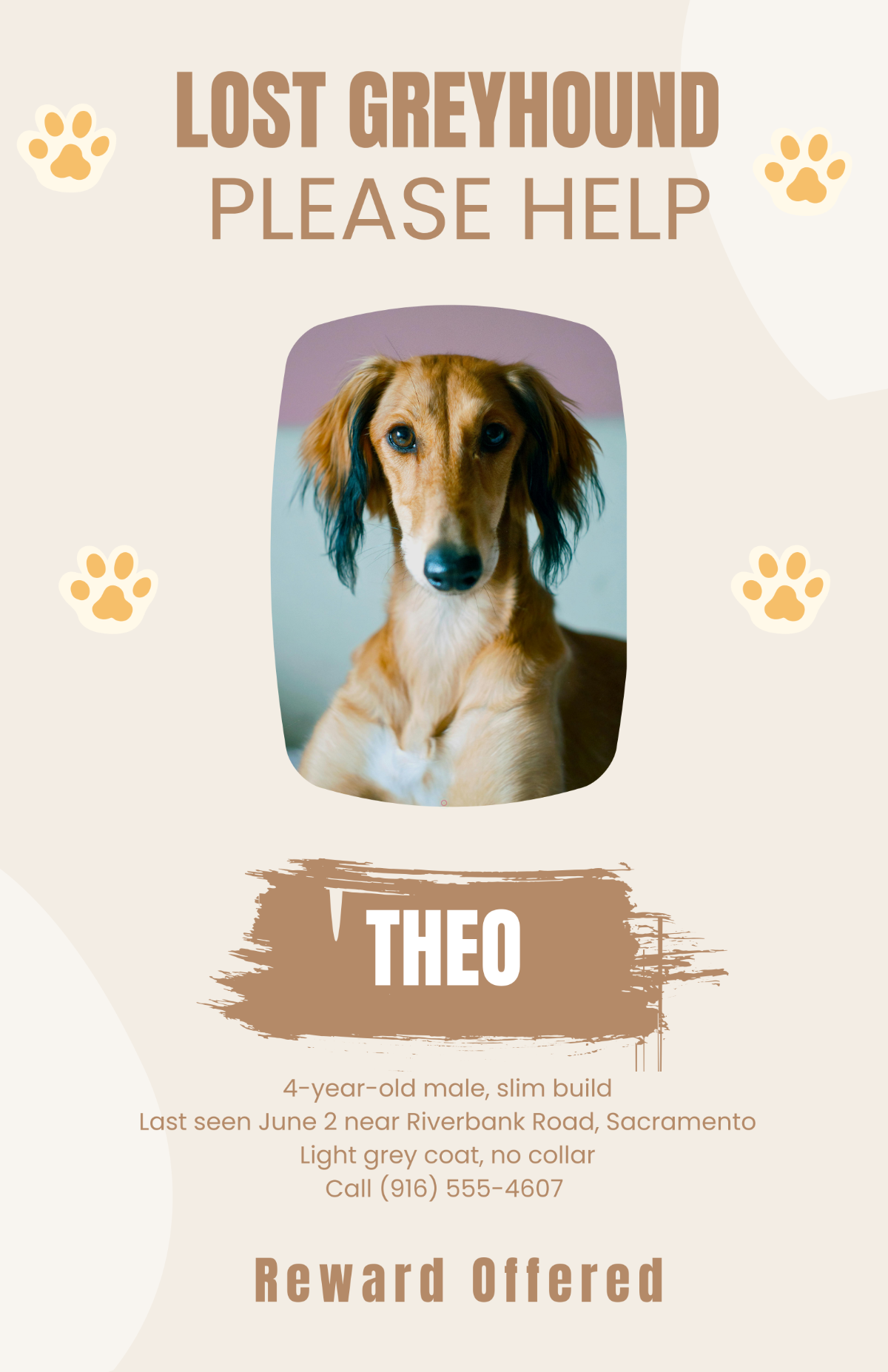 Free Minimalist Dog Lost Poster Template
