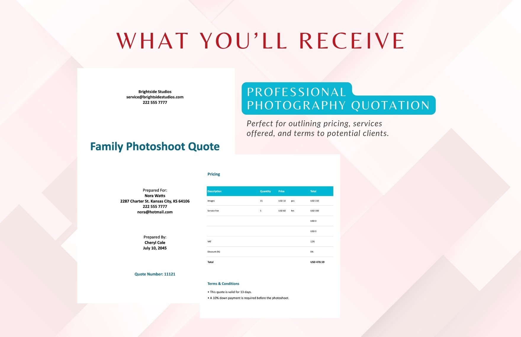 Professional Photography Quotation Template