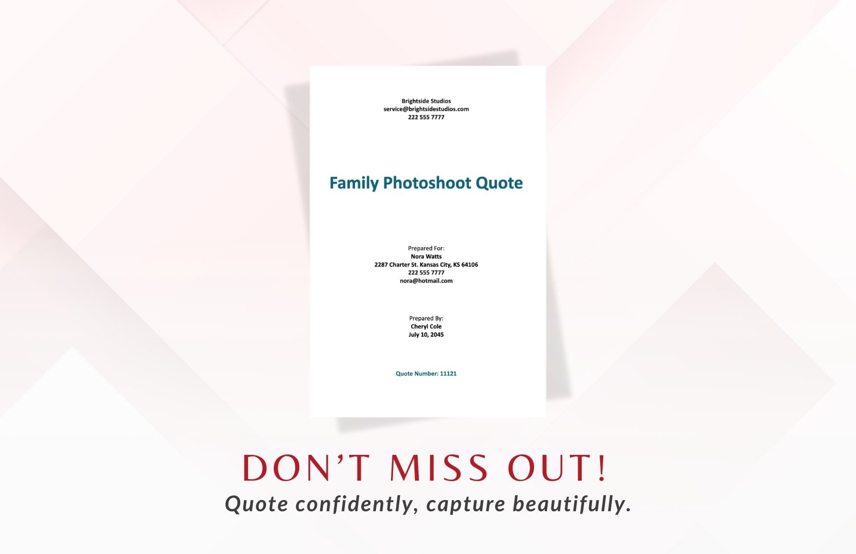 Professional Photography Quotation Template