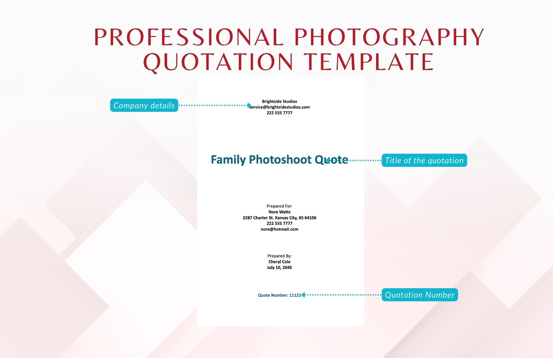 Professional Photography Quotation Template