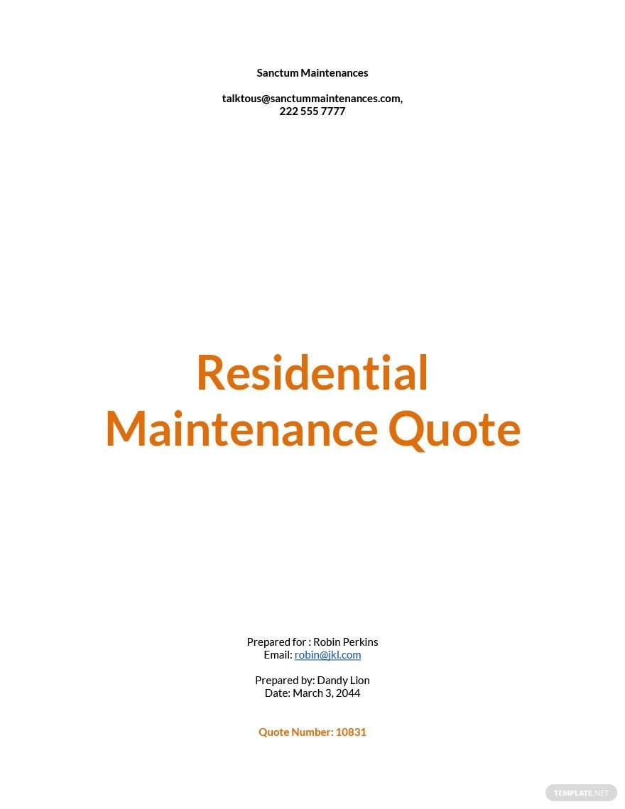 Property Maintenance Quote Template