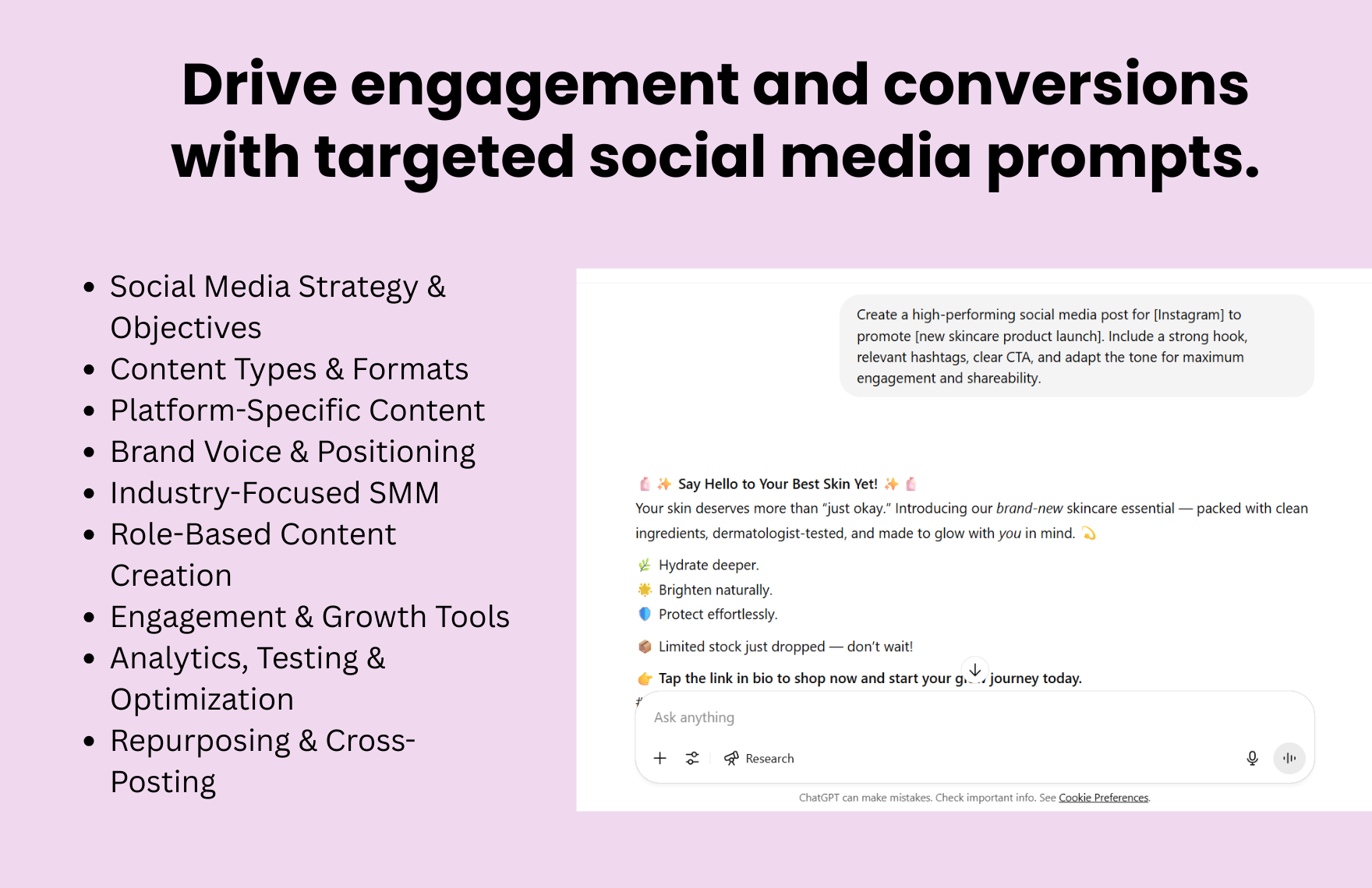 Free ChatGPT Prompts For Social Media Marketing