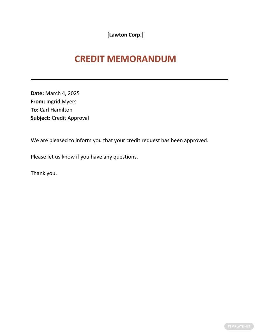 Credit Approval Memo Template