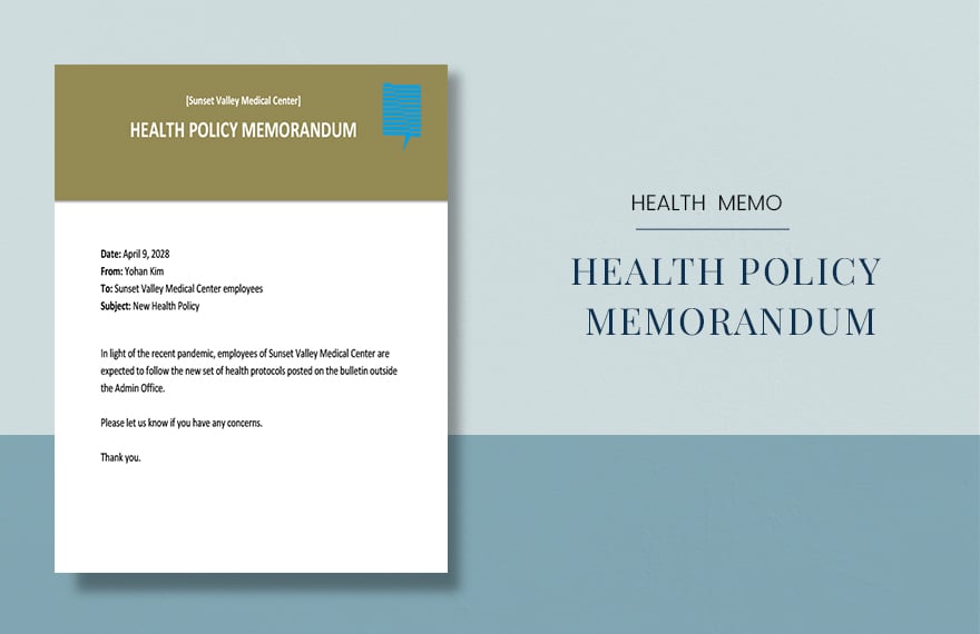 Health Policy Memo Template in Word, Google Docs, PDF, Apple Pages
