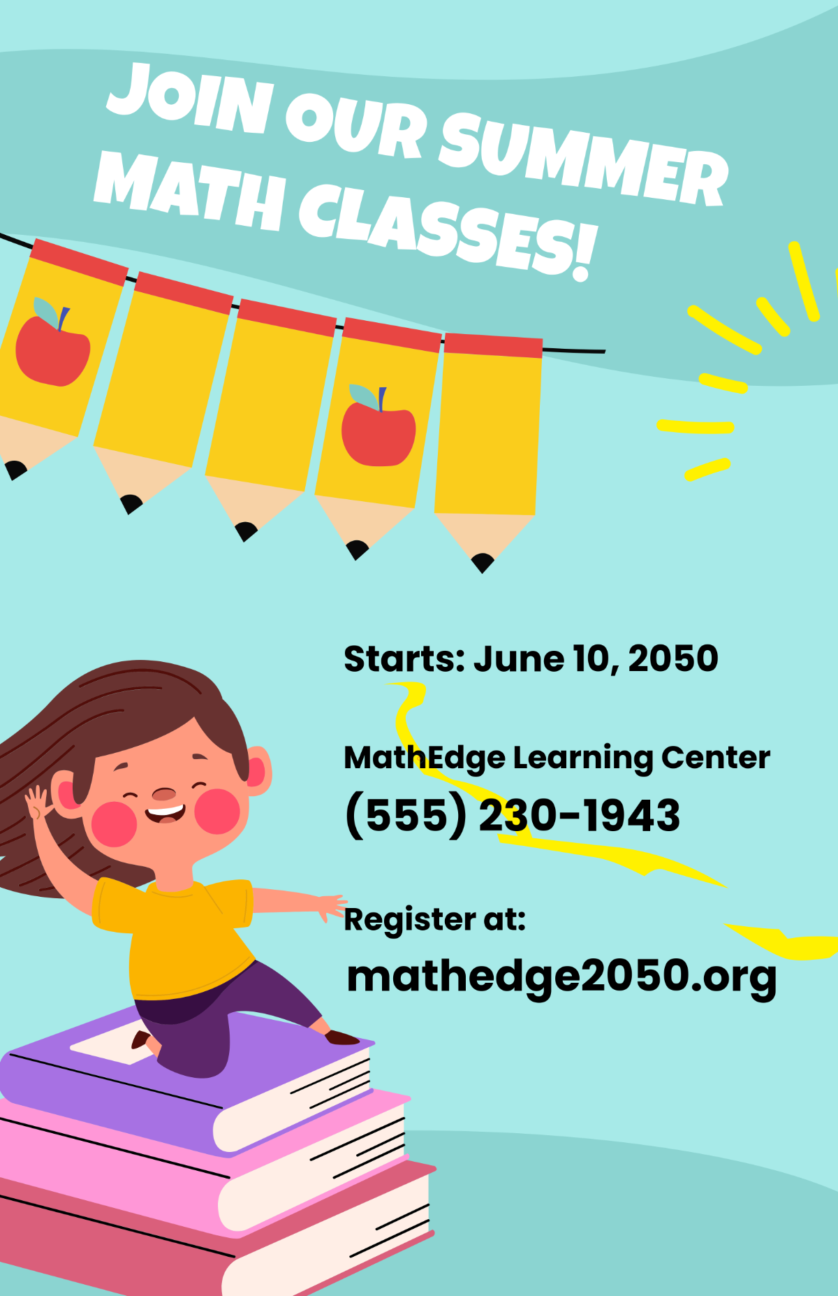 Free Summer Math Class Poster Template