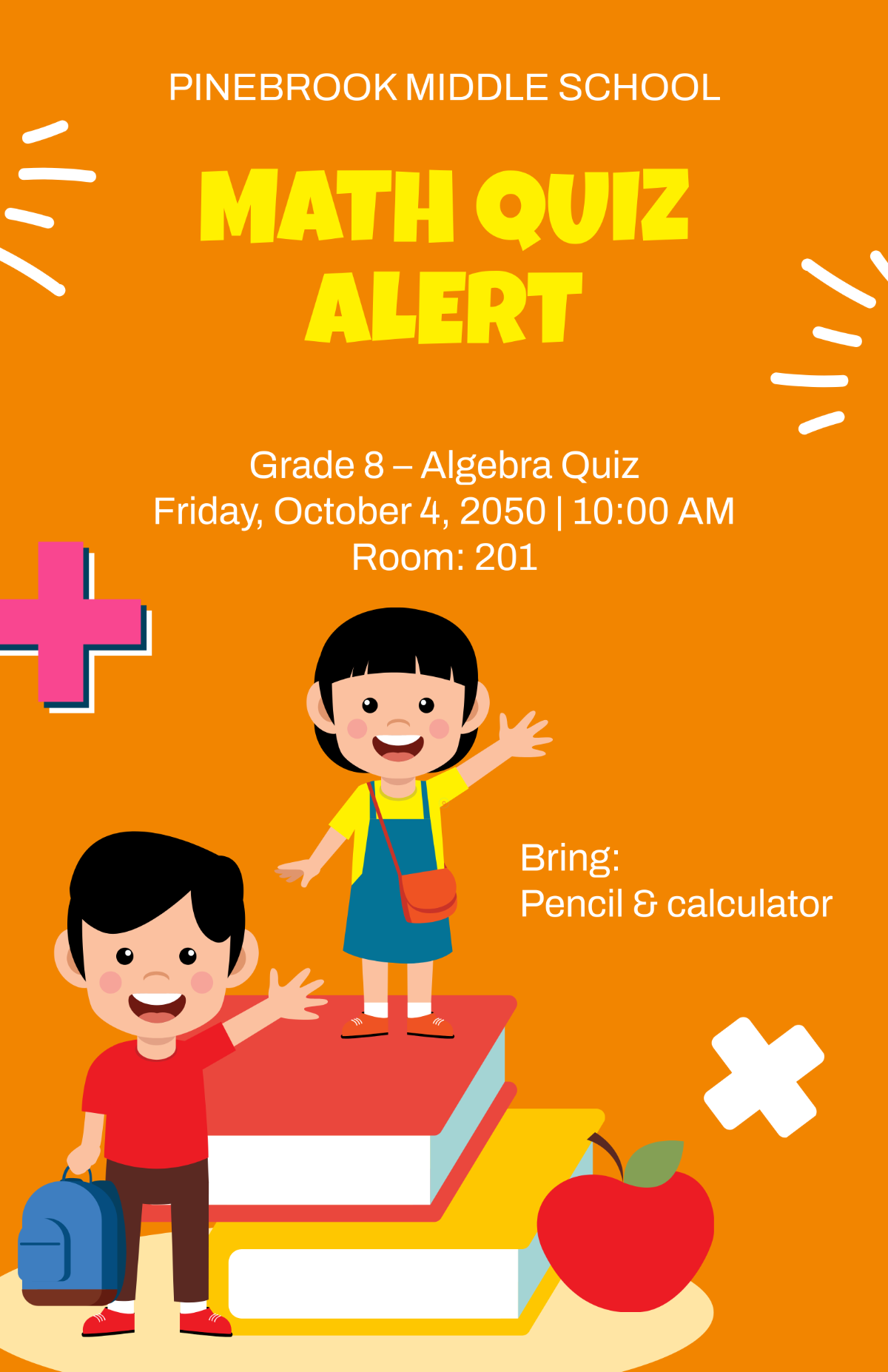 Free Tangerine Math Quiz Poster Template