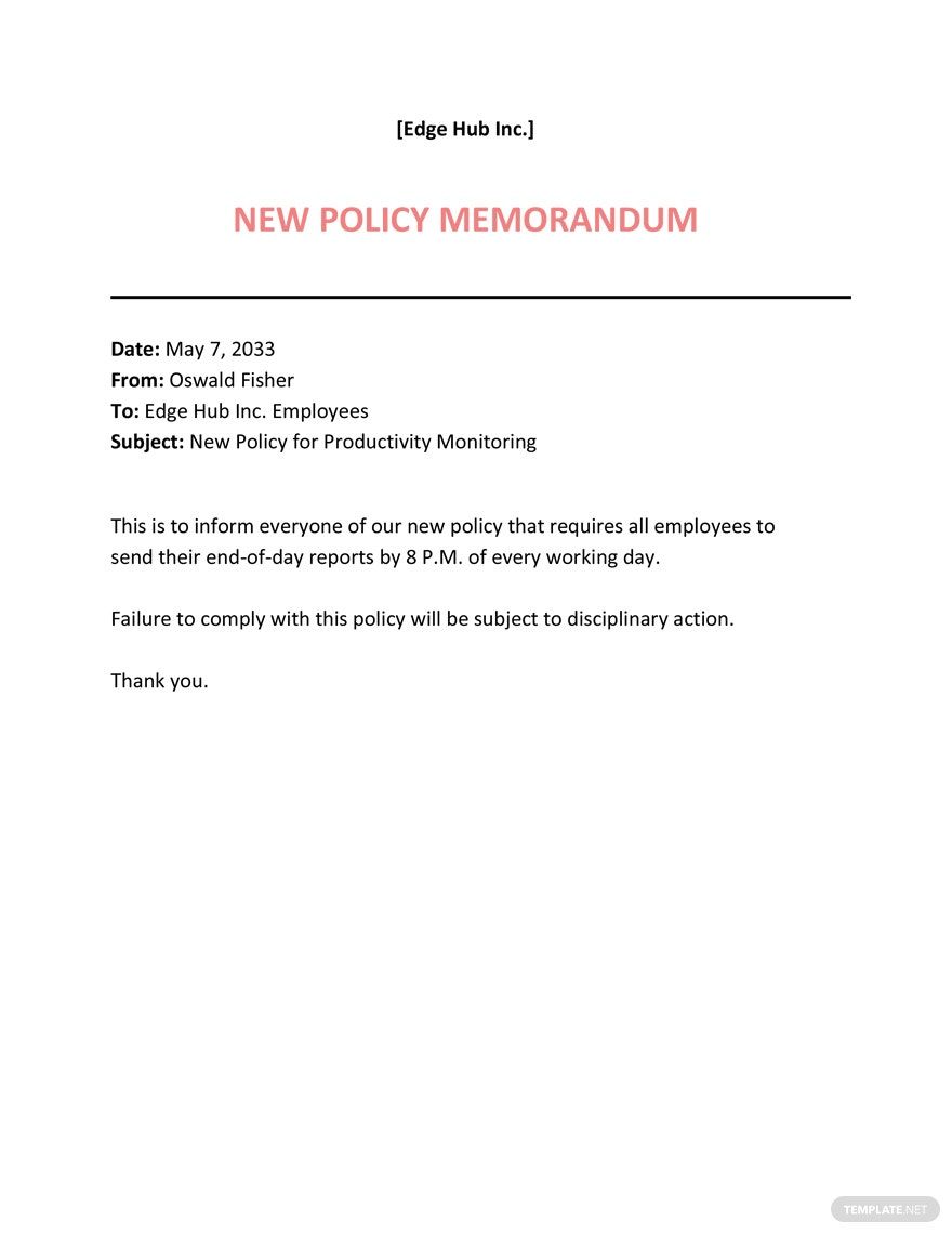 Sample Policy Memo Template - Google Docs, Word, Apple Pages, PDF ...