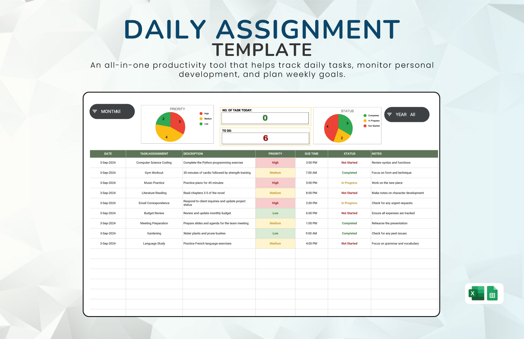 Daily Assignment Template