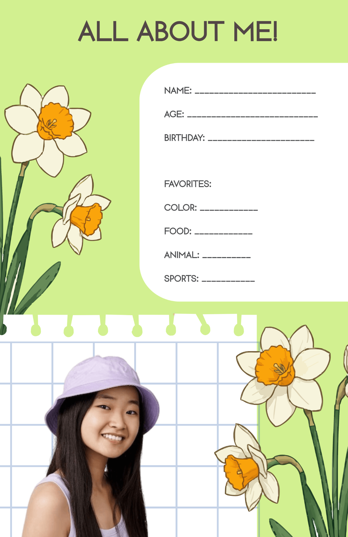 Free Blank All About Me Inspiration Poster Template