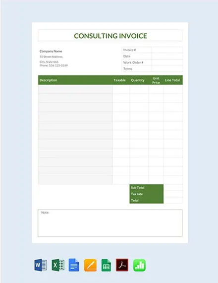 Consulting Invoice Template - Download in Word, Google Docs, Excel ...