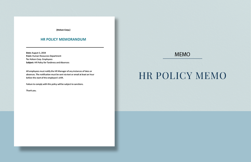 HR Policy Memo Template in Word, Google Docs, Apple Pages