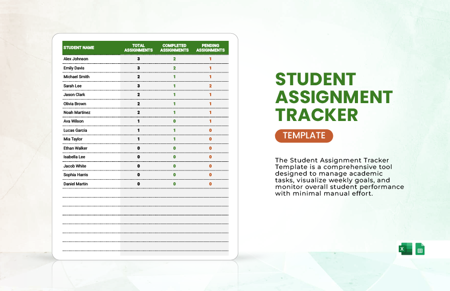 Student Assignment Tracker Template