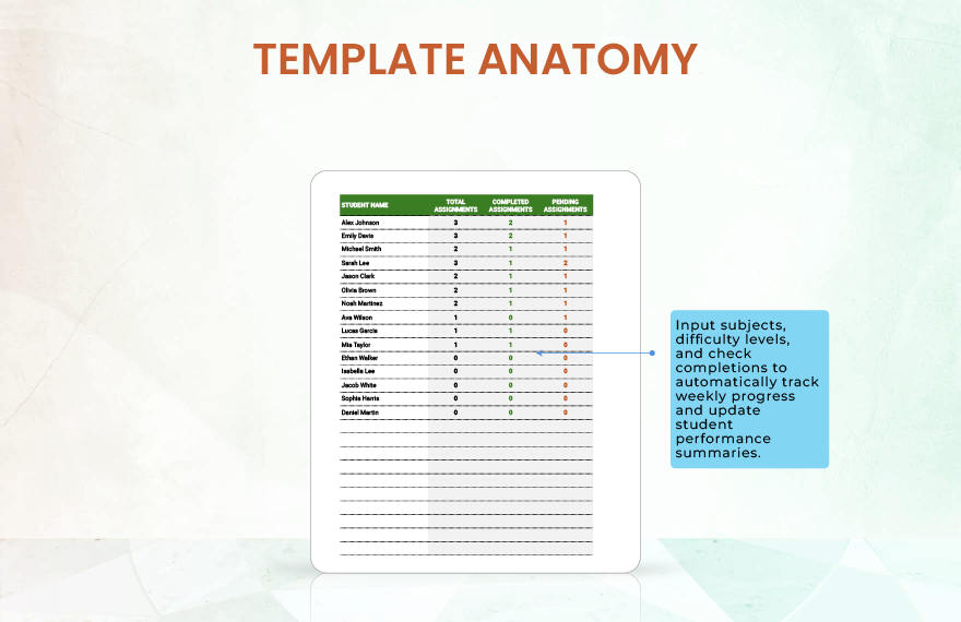 Student Assignment Tracker Template