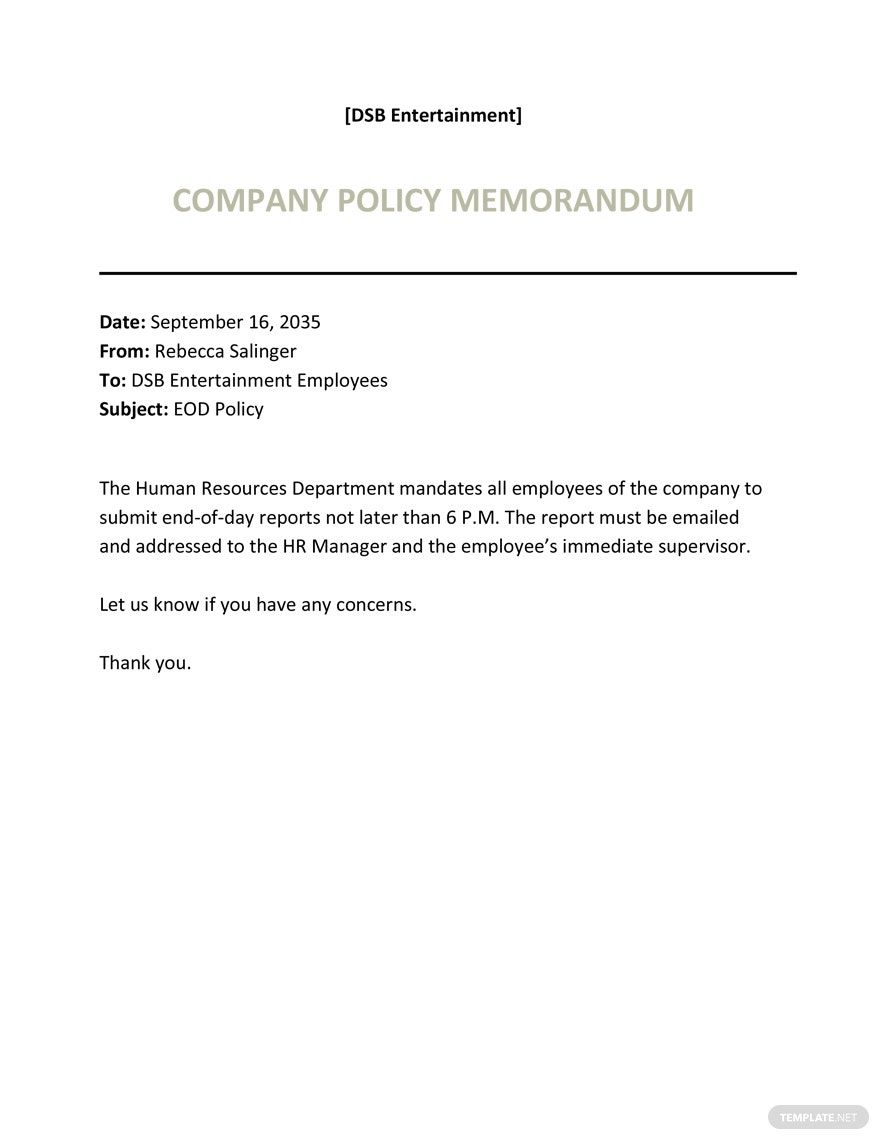 HR Policy Memo Template - Google Docs, Word, Apple Pages | Template.net