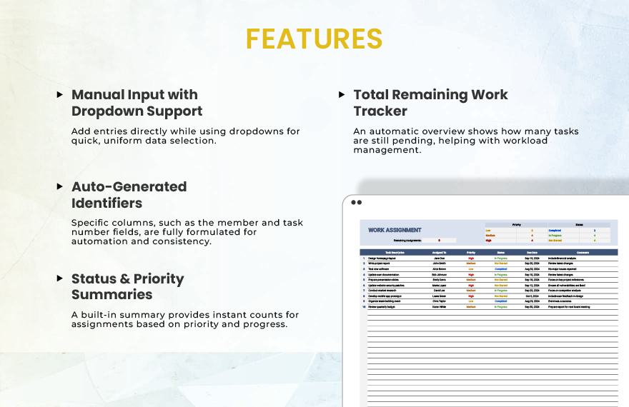 Work Assignment Template