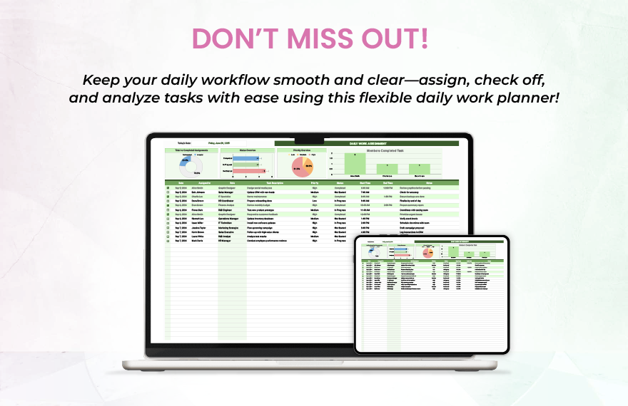 Daily Work Assignment Template