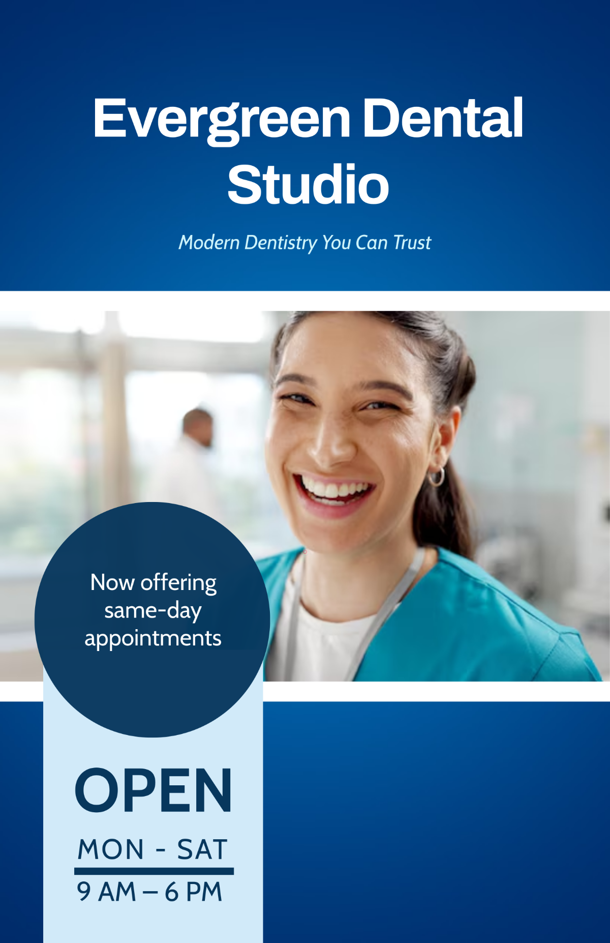 Free Blue Dental Office Poster Template