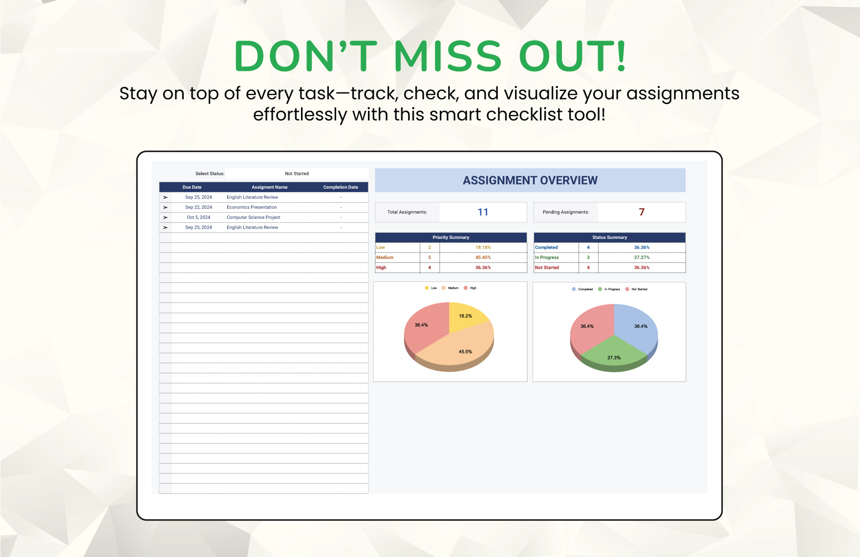 Assignment Checklist Template