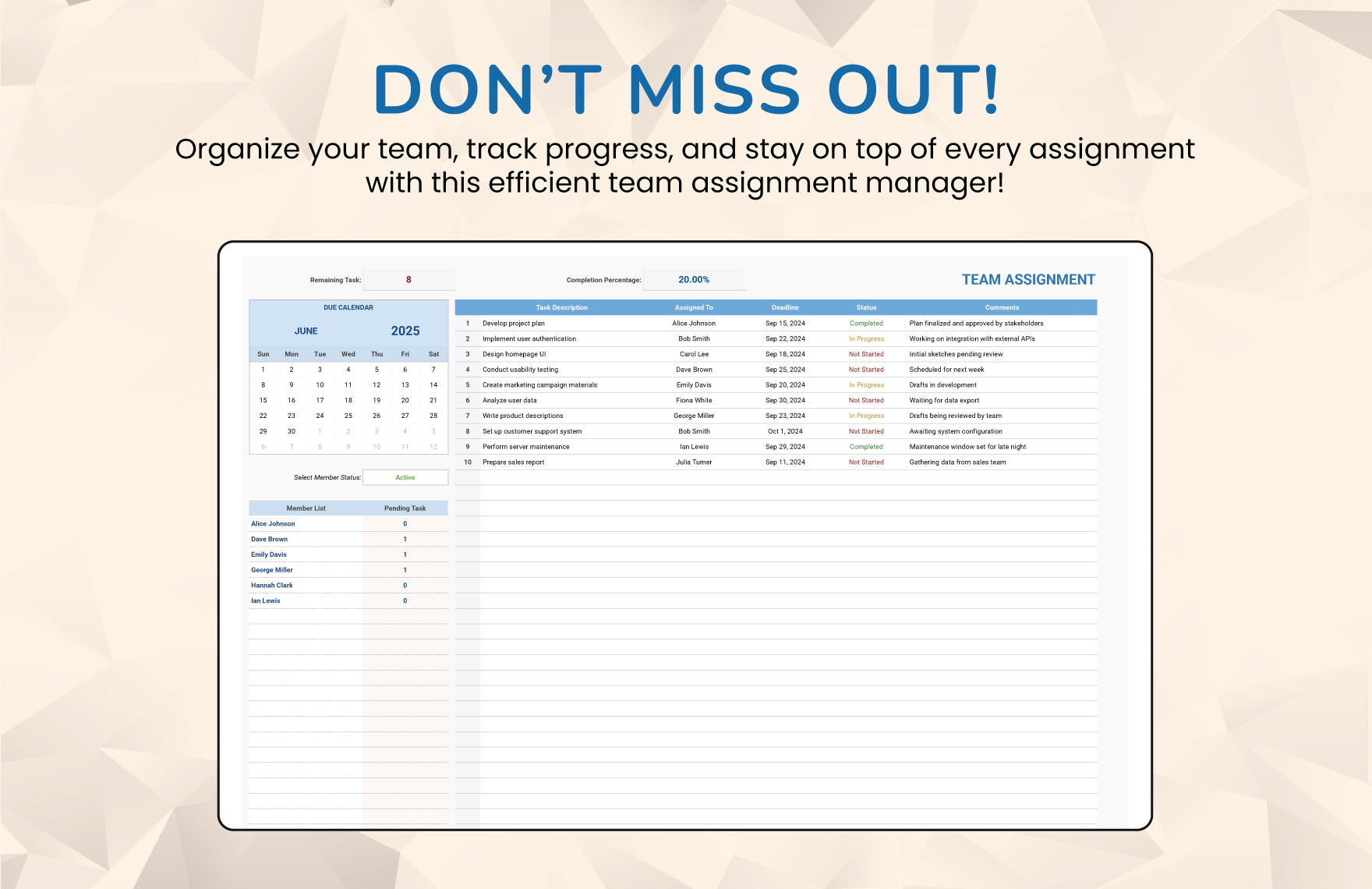 Team Assignment Template