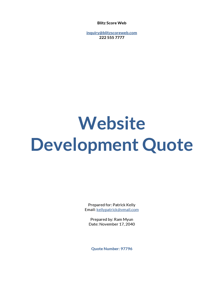 Professional Website Quotation Template