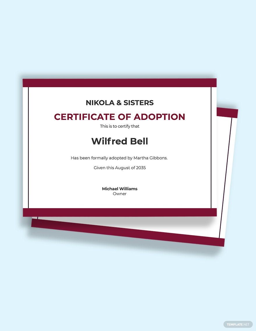 Certificate of Child Adoption Template