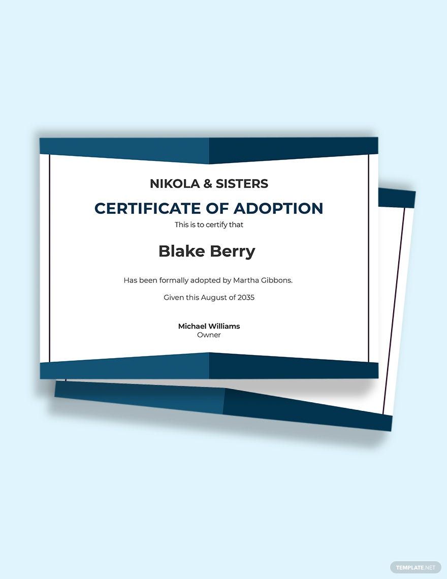 Human Adoption Certificate Template in Word, Google Docs, Apple Pages, Publisher