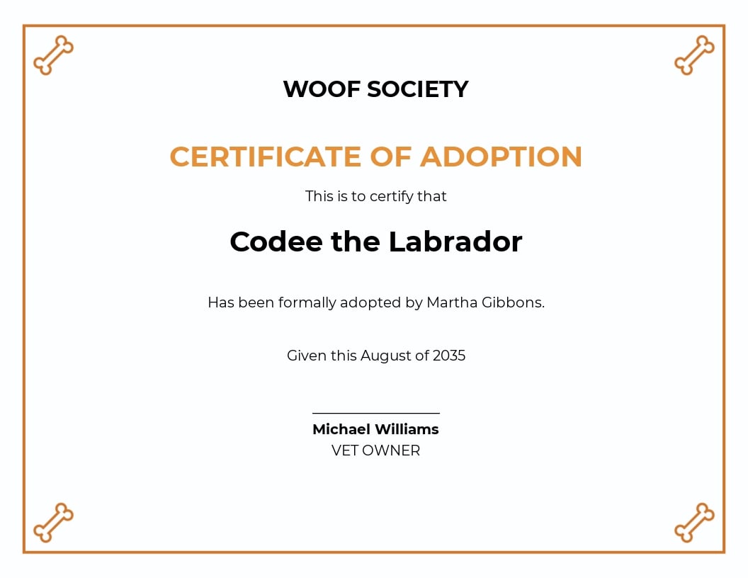 Dog Adoption Certificate Template - Word  Template.net Pertaining To Adoption Certificate Template
