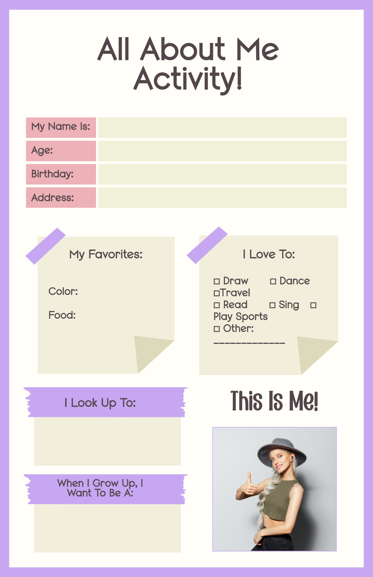 Free All About Me Poster Templates Editable And Printable