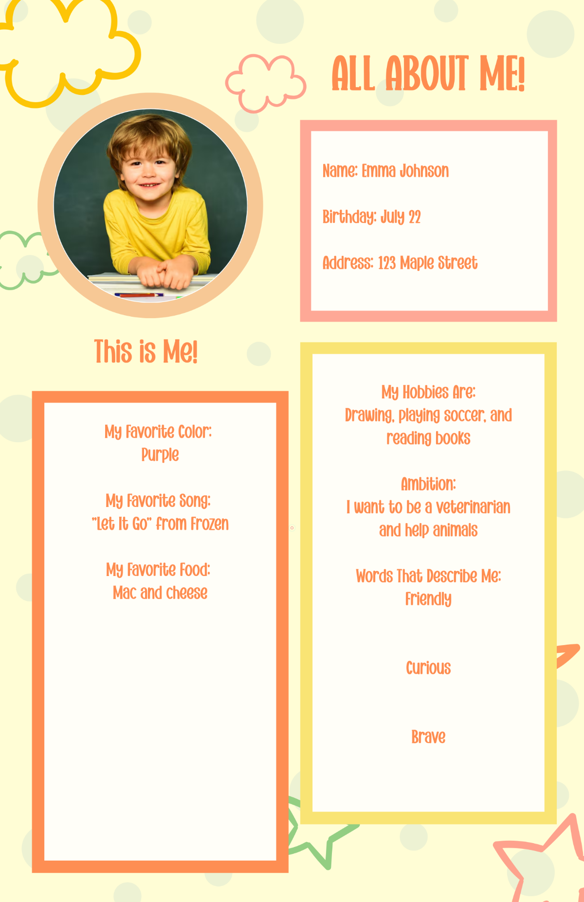 Free Elementary All About Me Poster Template