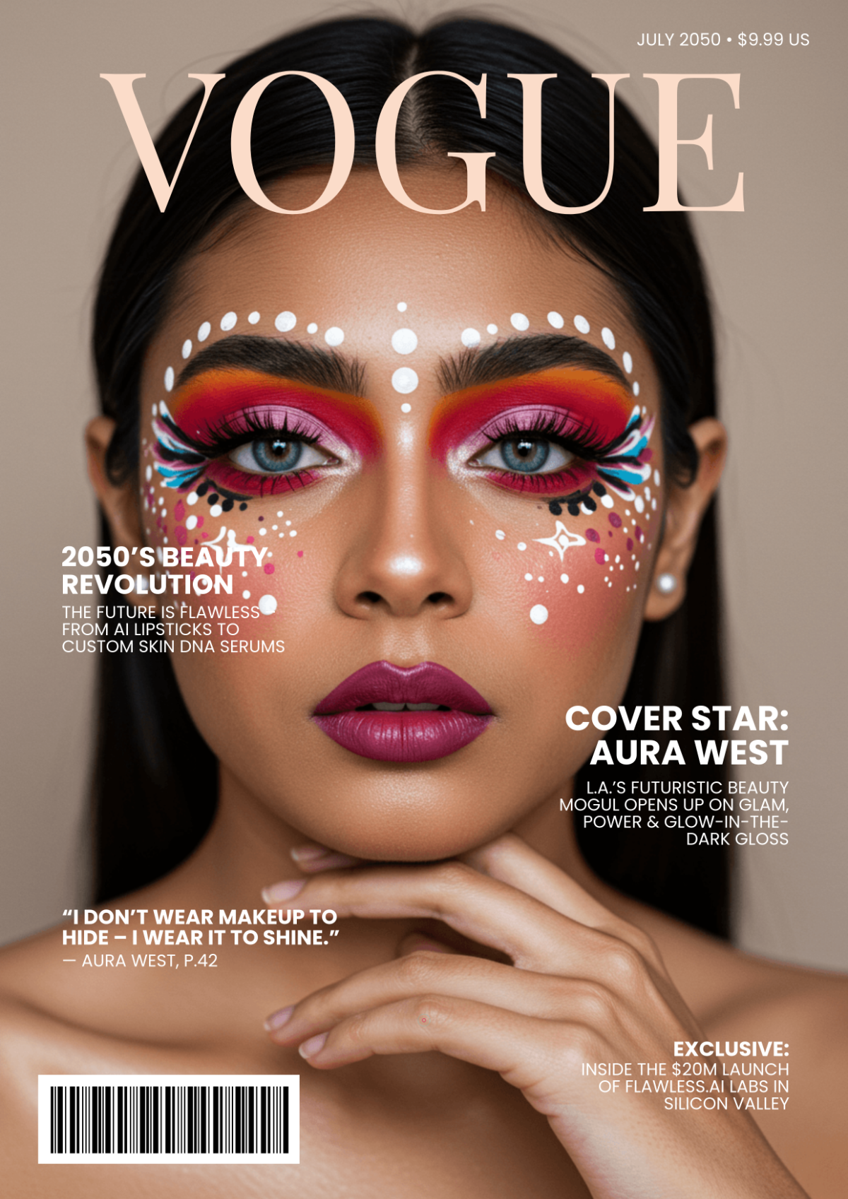 Free Colorful Makeup Vogue Cover Page Template