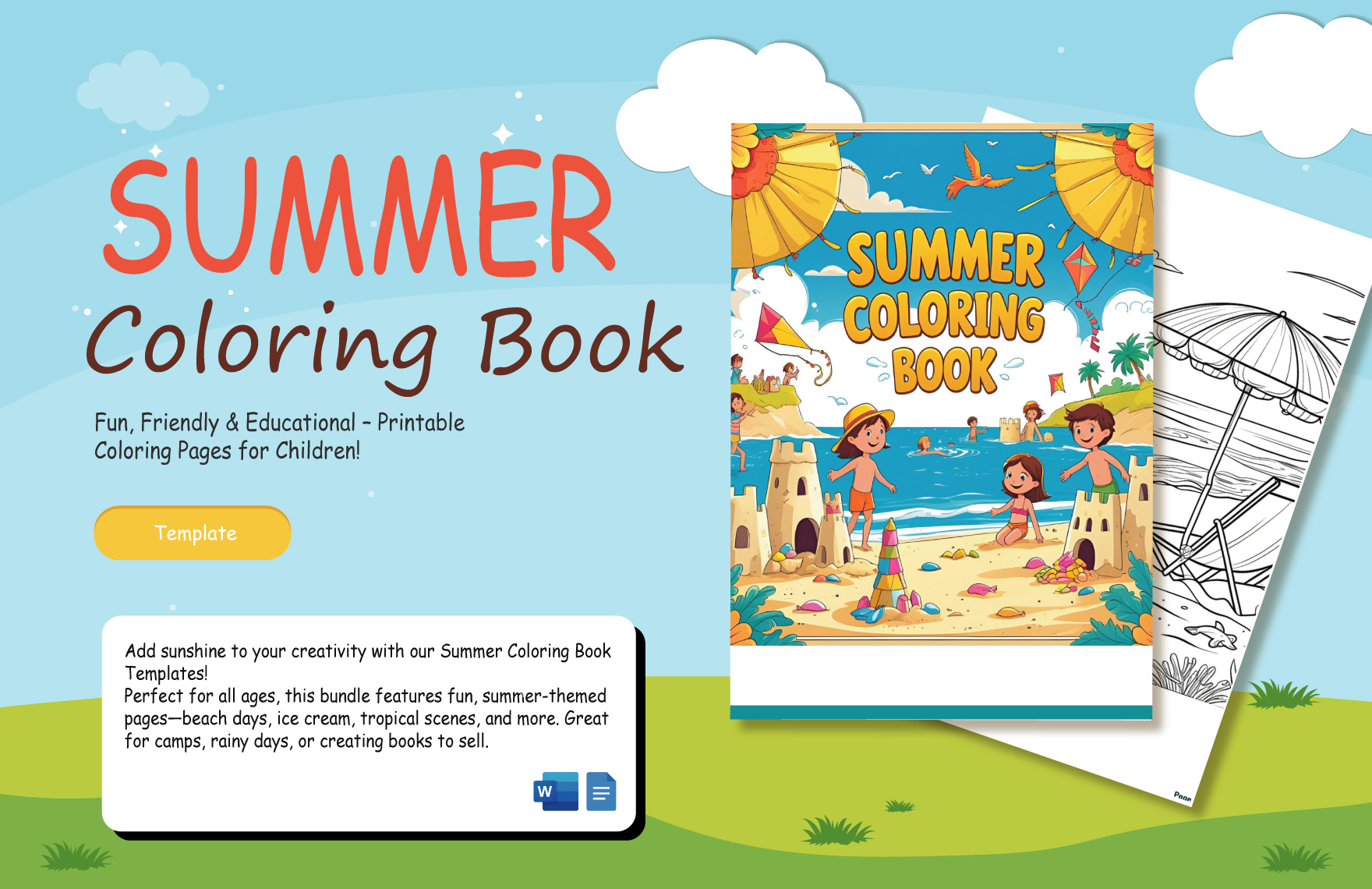 Summer Coloring Book Template