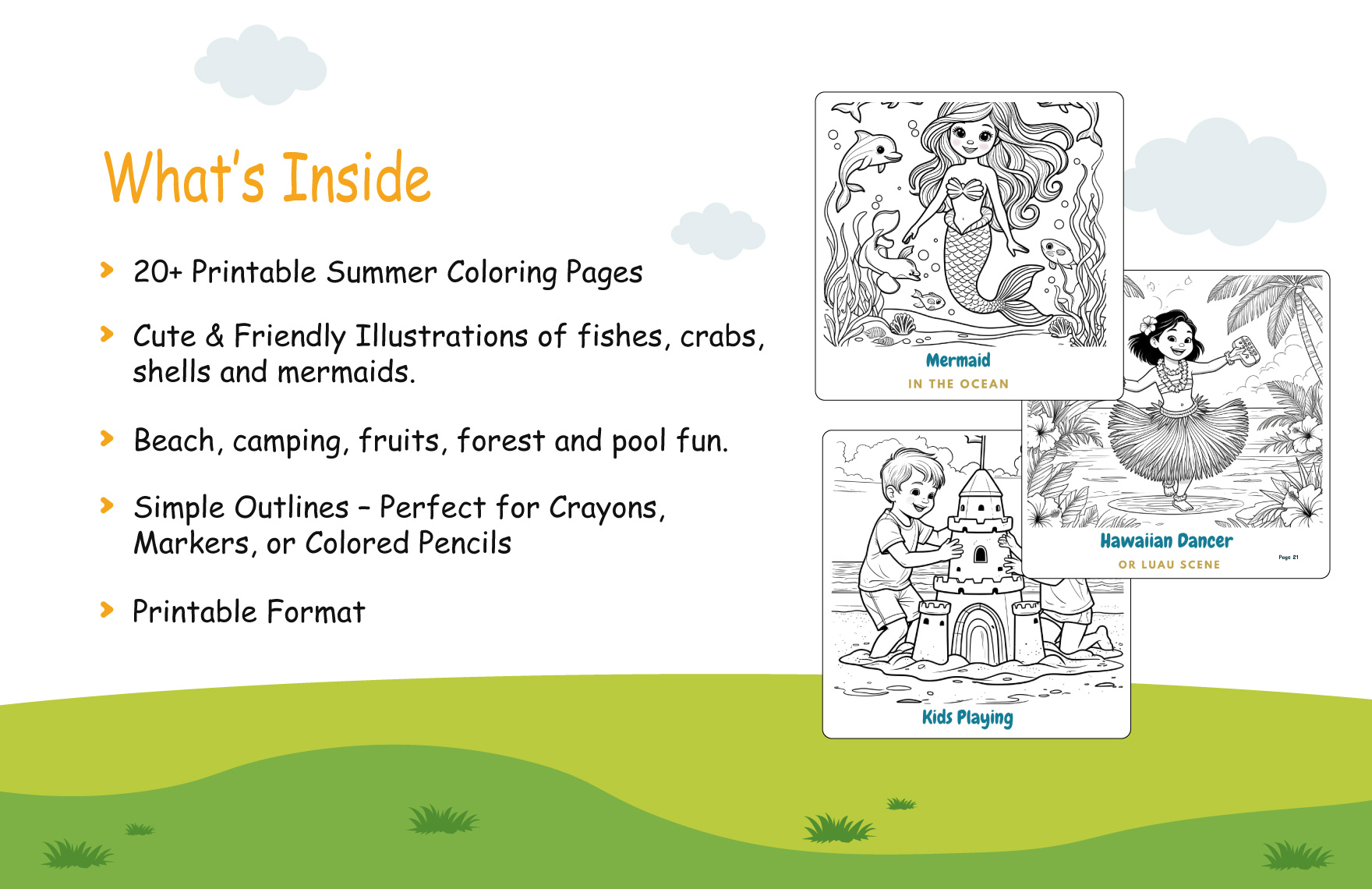 Summer Coloring Book Template