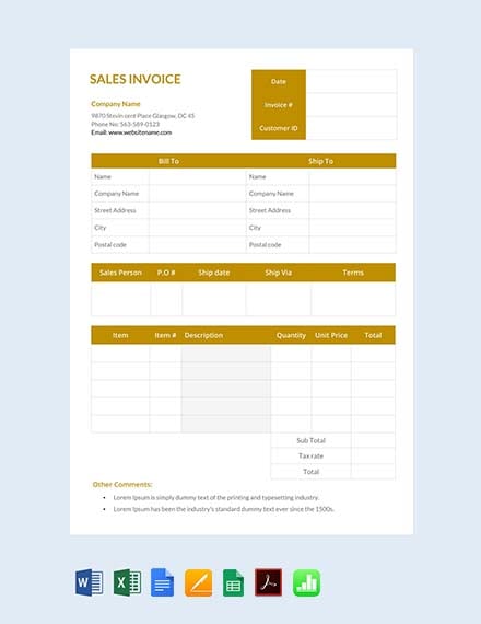 free standard invoice template pdf word doc excel psd apple