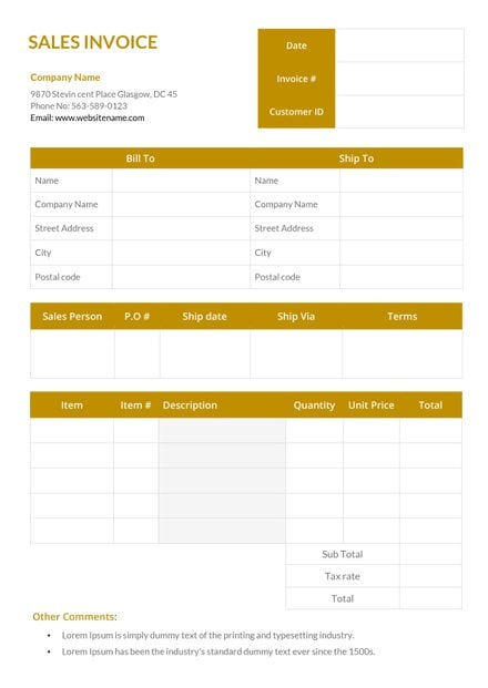 free sales invoice template word