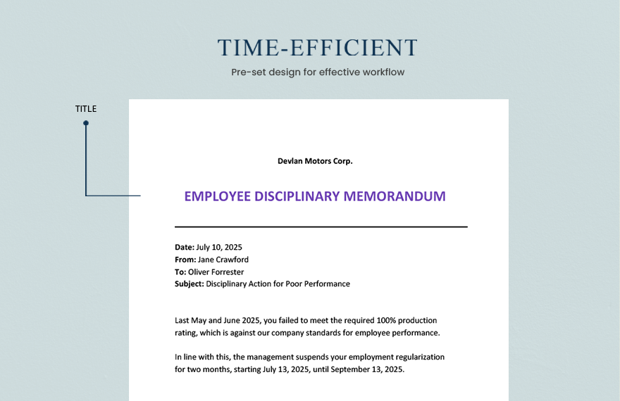 Sample Employee Disciplinary Memo Template